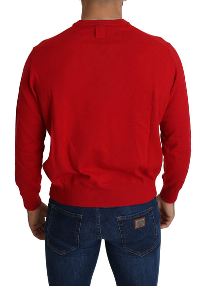 Billionaire Italian Couture Iconic Embroidered Red Wool Sweater Billionaire Italian Couture