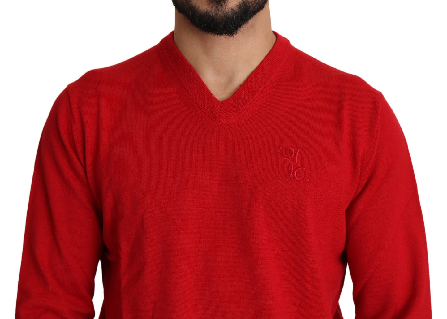 Billionaire Italian Couture Iconic Embroidered Red Wool Sweater Billionaire Italian Couture