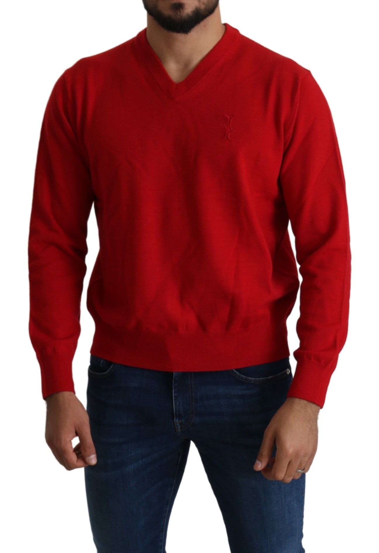 Billionaire Italian Couture Iconic Embroidered Red Wool Sweater Billionaire Italian Couture