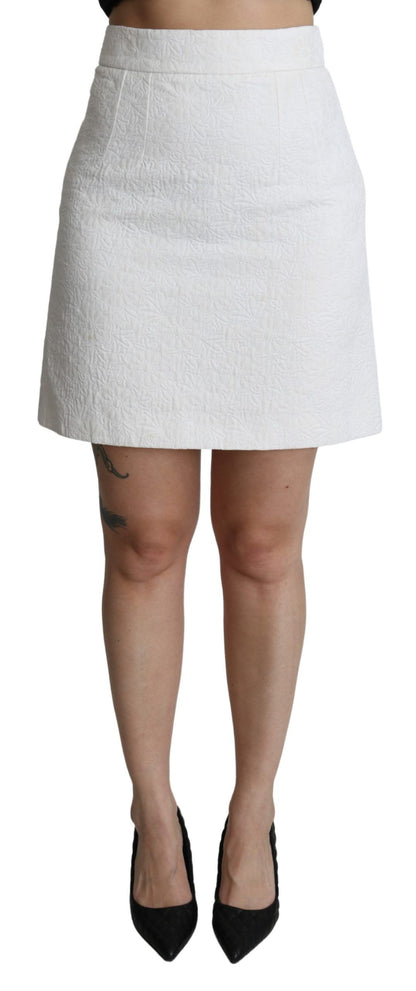 Dolce & Gabbana Elegant White Floral Brocade Mini Skirt Dolce & Gabbana