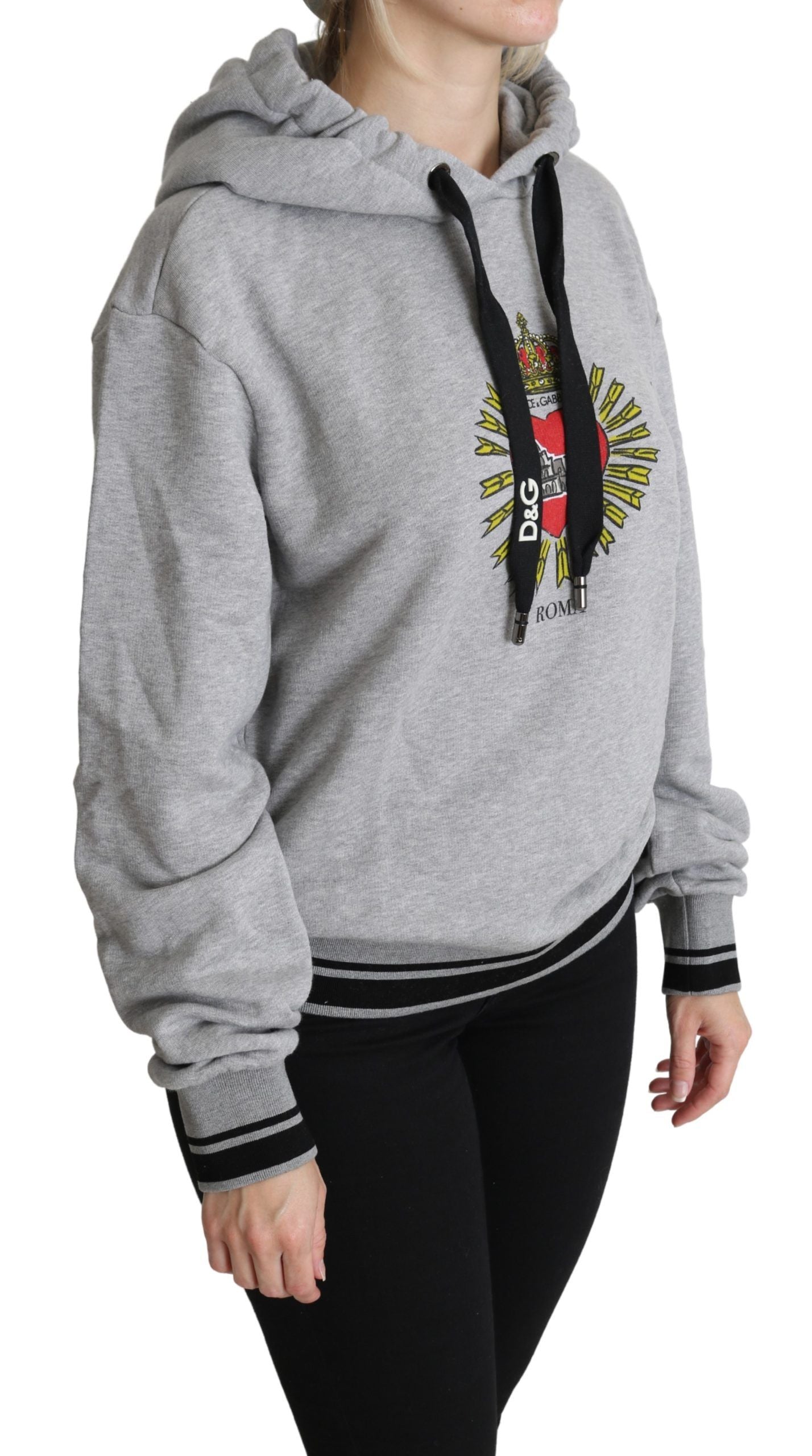 Dolce & Gabbana Exclusive Hooded Gray Cotton Sweater Dolce & Gabbana