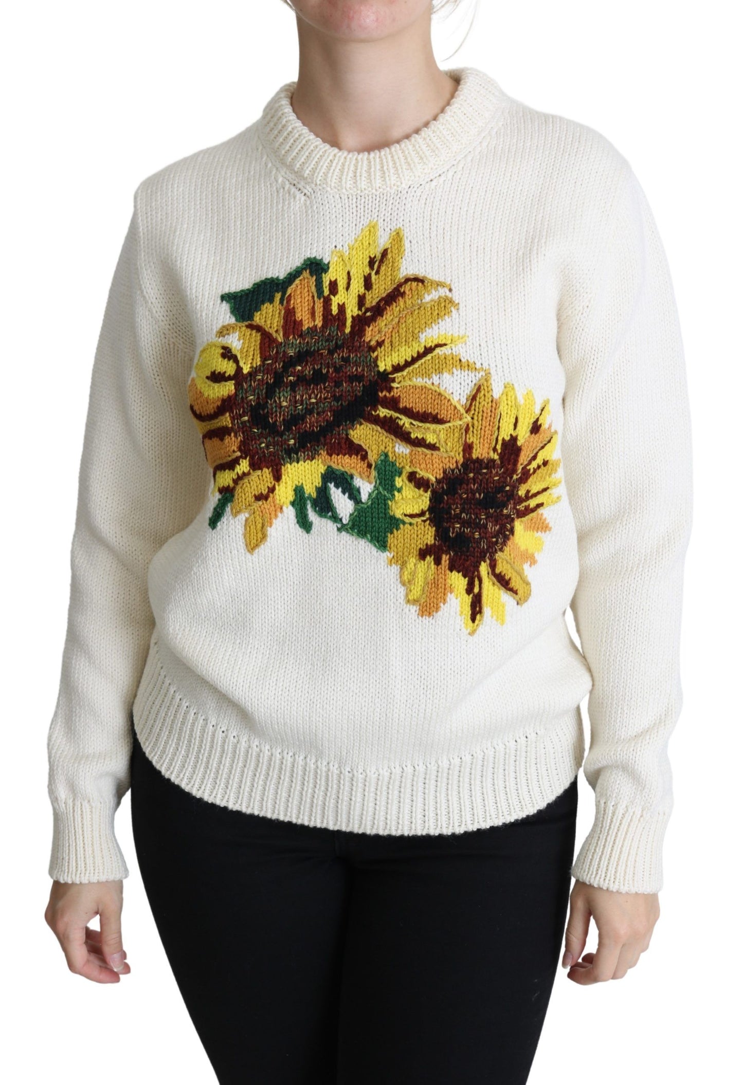 Dolce & Gabbana Elegant Knitted Sunflower Sweater Dolce & Gabbana