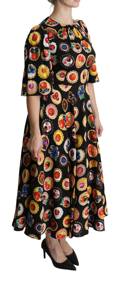 Dolce & Gabbana Chic Multicolor Maxi Desserts Print Dress Dolce & Gabbana