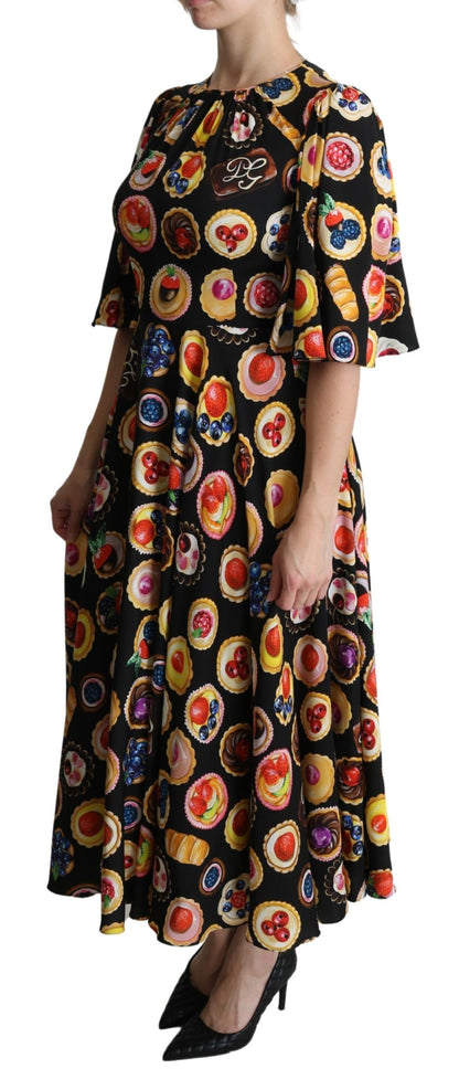 Dolce & Gabbana Chic Multicolor Maxi Desserts Print Dress Dolce & Gabbana