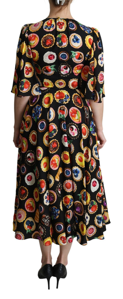 Dolce & Gabbana Chic Multicolor Maxi Desserts Print Dress Dolce & Gabbana