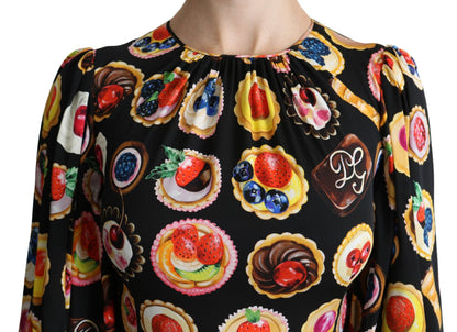 Dolce & Gabbana Chic Multicolor Maxi Desserts Print Dress Dolce & Gabbana