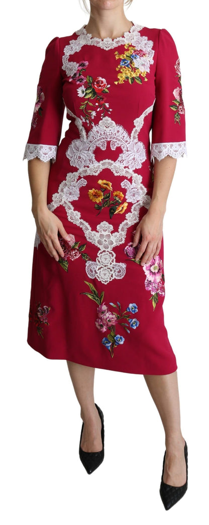 Dolce & Gabbana Floral Embroidered Sheath Midi Dress Dolce & Gabbana