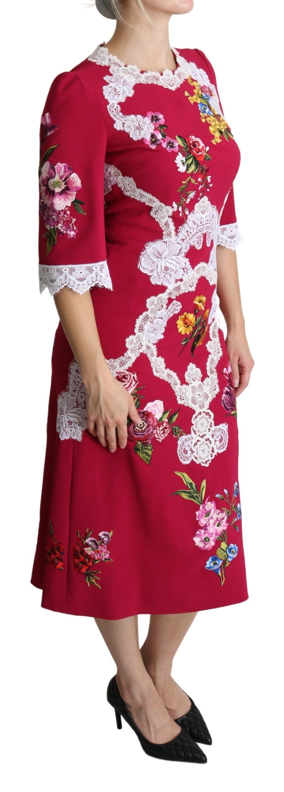 Dolce & Gabbana Floral Embroidered Sheath Midi Dress Dolce & Gabbana