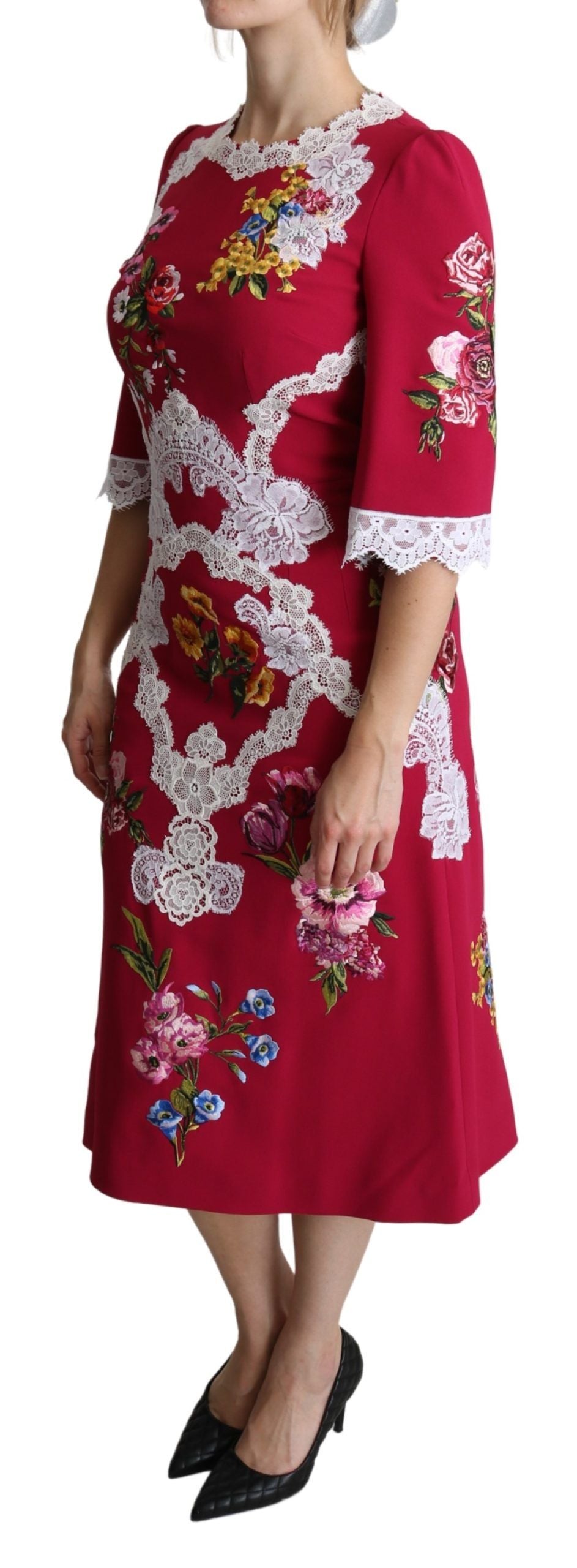 Dolce & Gabbana Floral Embroidered Sheath Midi Dress Dolce & Gabbana