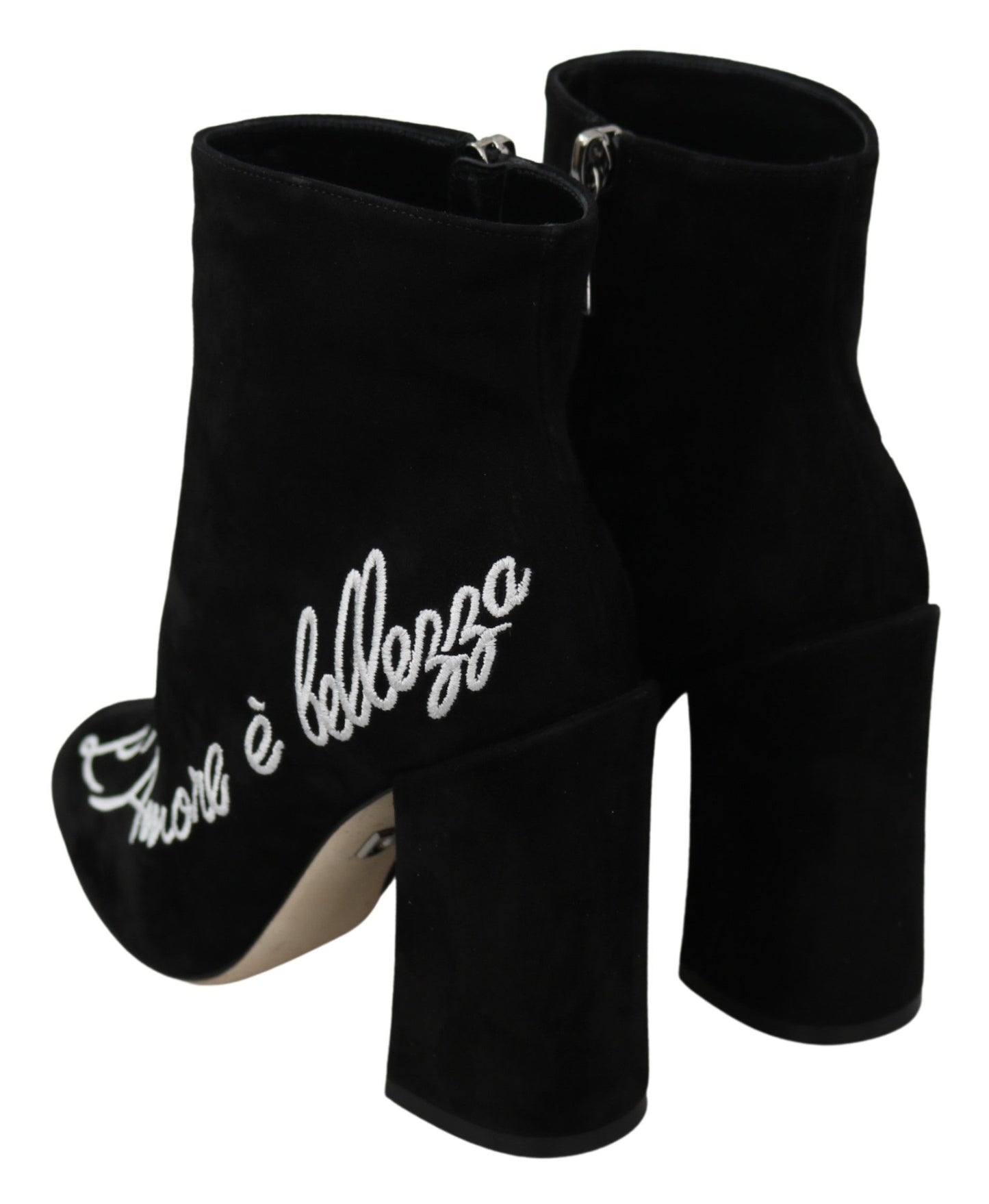 Dolce & Gabbana Embroidered Ankle Boots in Lambskin Suede Dolce & Gabbana