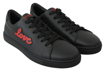 Dolce & Gabbana Elegant Leather Sneakers with Red Accents Dolce & Gabbana