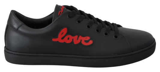 Dolce & Gabbana Elegant Leather Sneakers with Red Accents Dolce & Gabbana