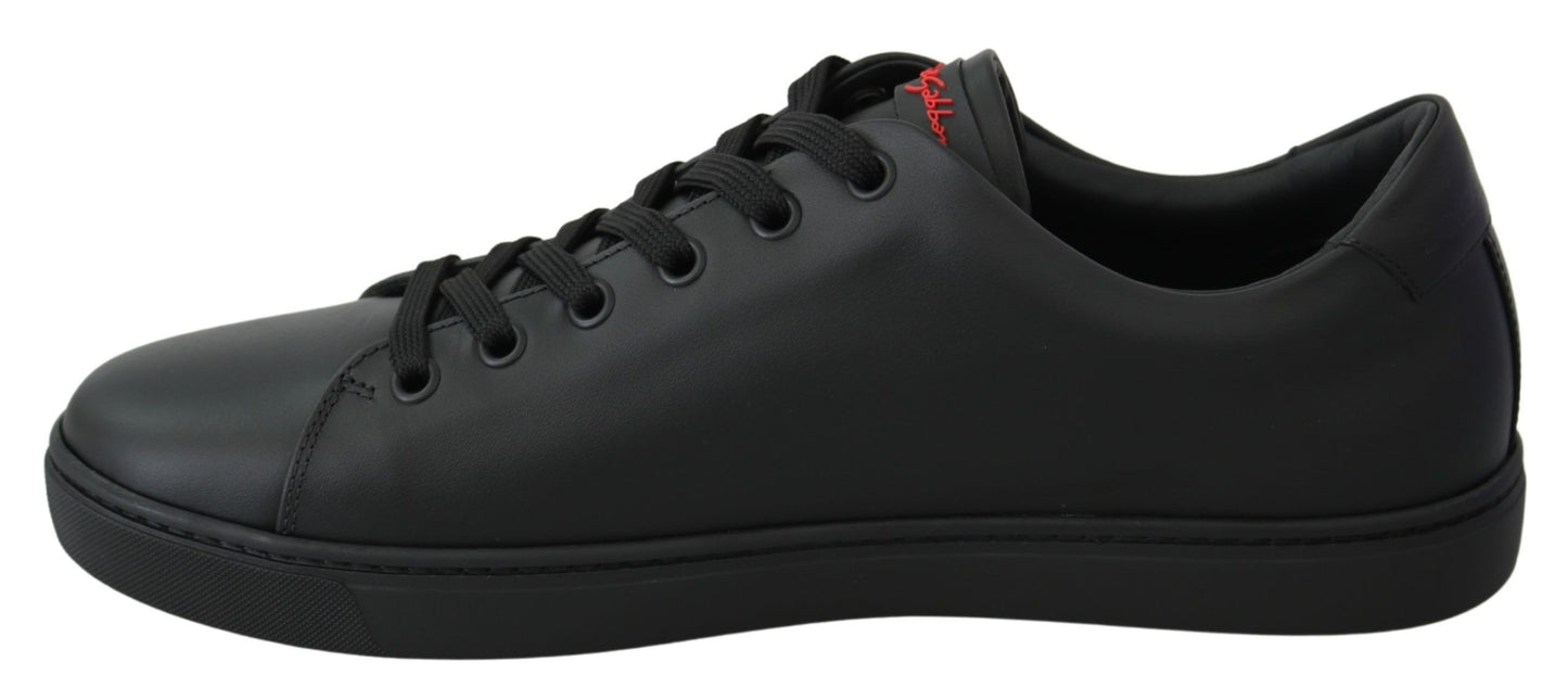 Dolce & Gabbana Elegant Leather Sneakers with Red Accents Dolce & Gabbana