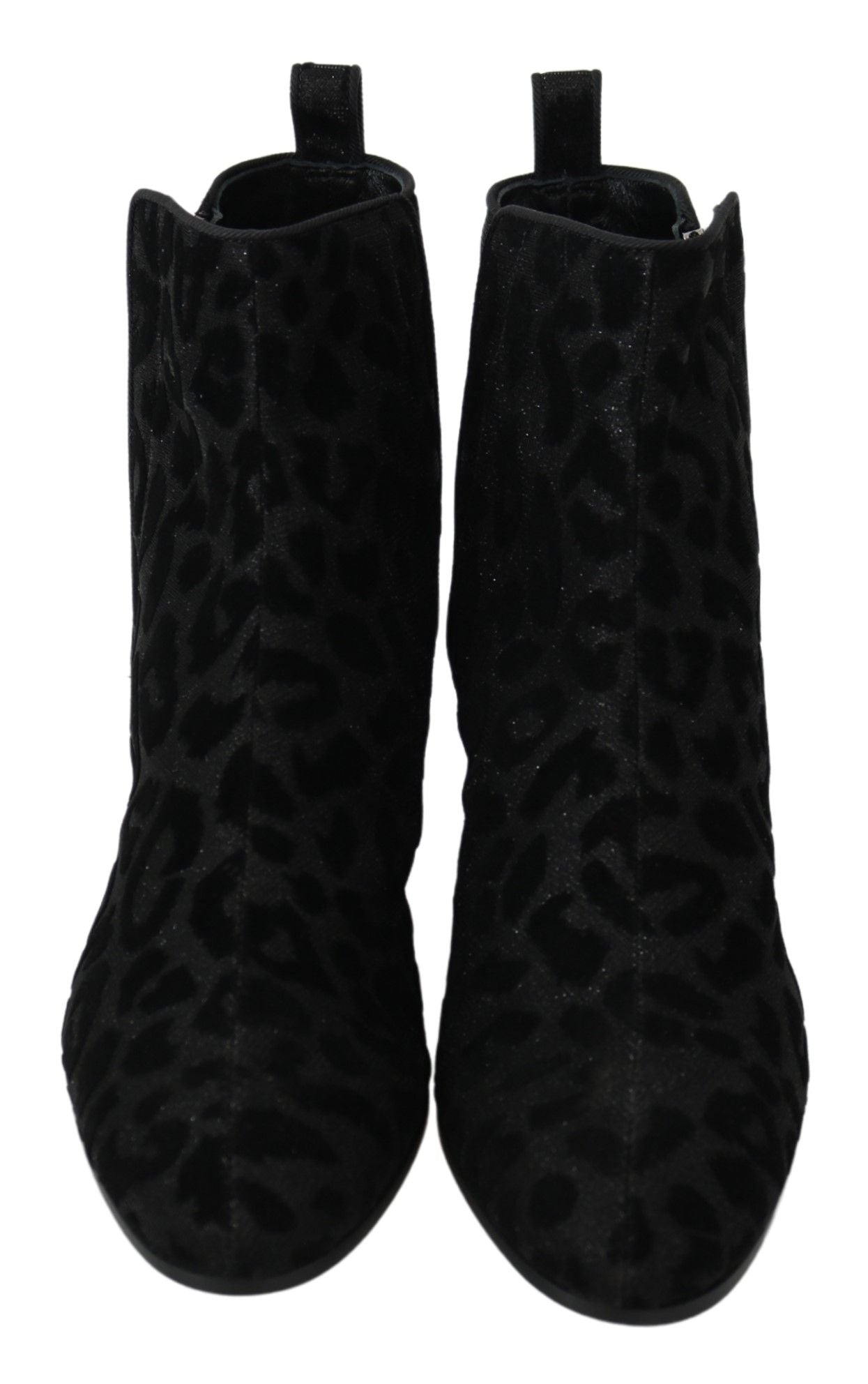 Dolce & Gabbana Elegant Black Leopard Print Short Boots Dolce & Gabbana