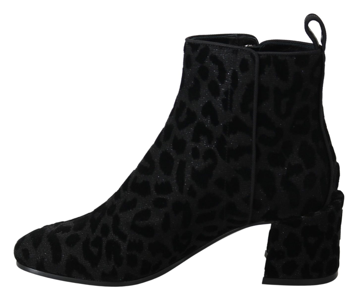 Dolce & Gabbana Elegant Black Leopard Print Short Boots Dolce & Gabbana