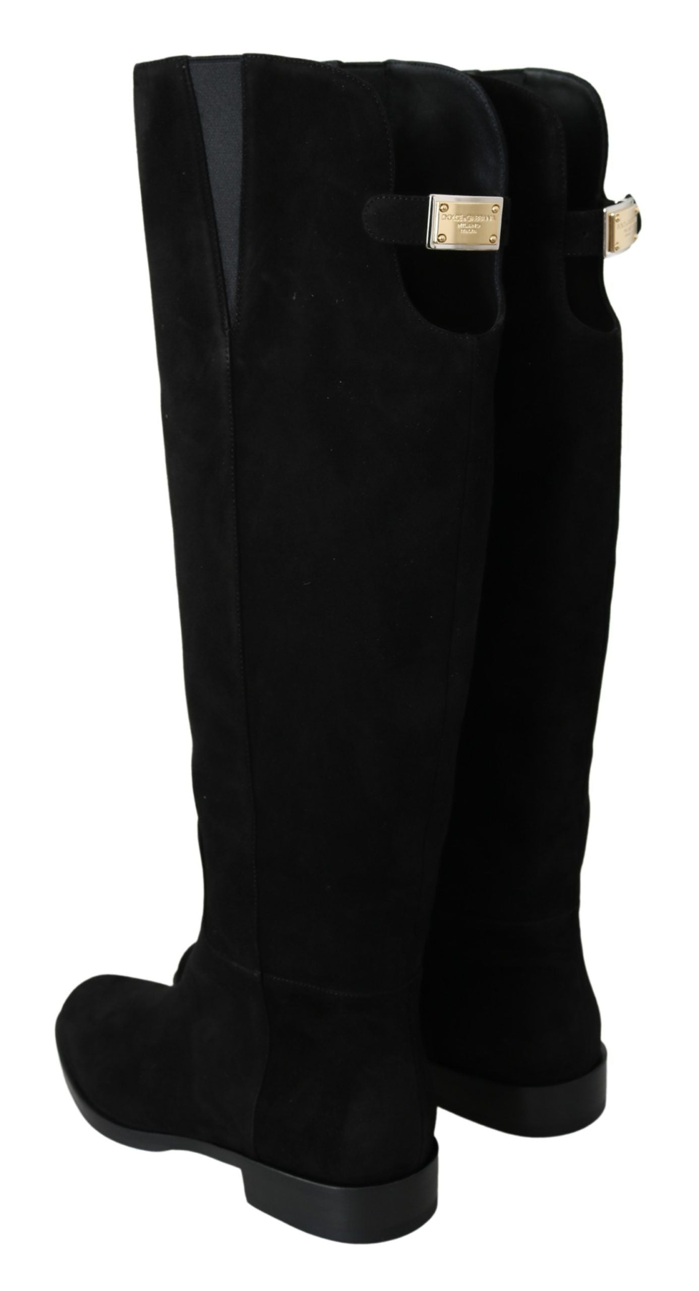 Dolce & Gabbana Elegant Black Suede Knee High Boots Dolce & Gabbana