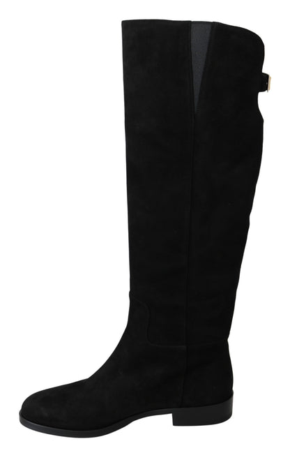 Dolce & Gabbana Elegant Black Suede Knee High Boots Dolce & Gabbana