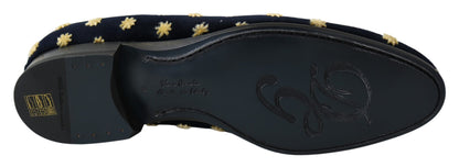 Dolce & Gabbana Elegant Velvet Crown Embroidery Loafers Dolce & Gabbana