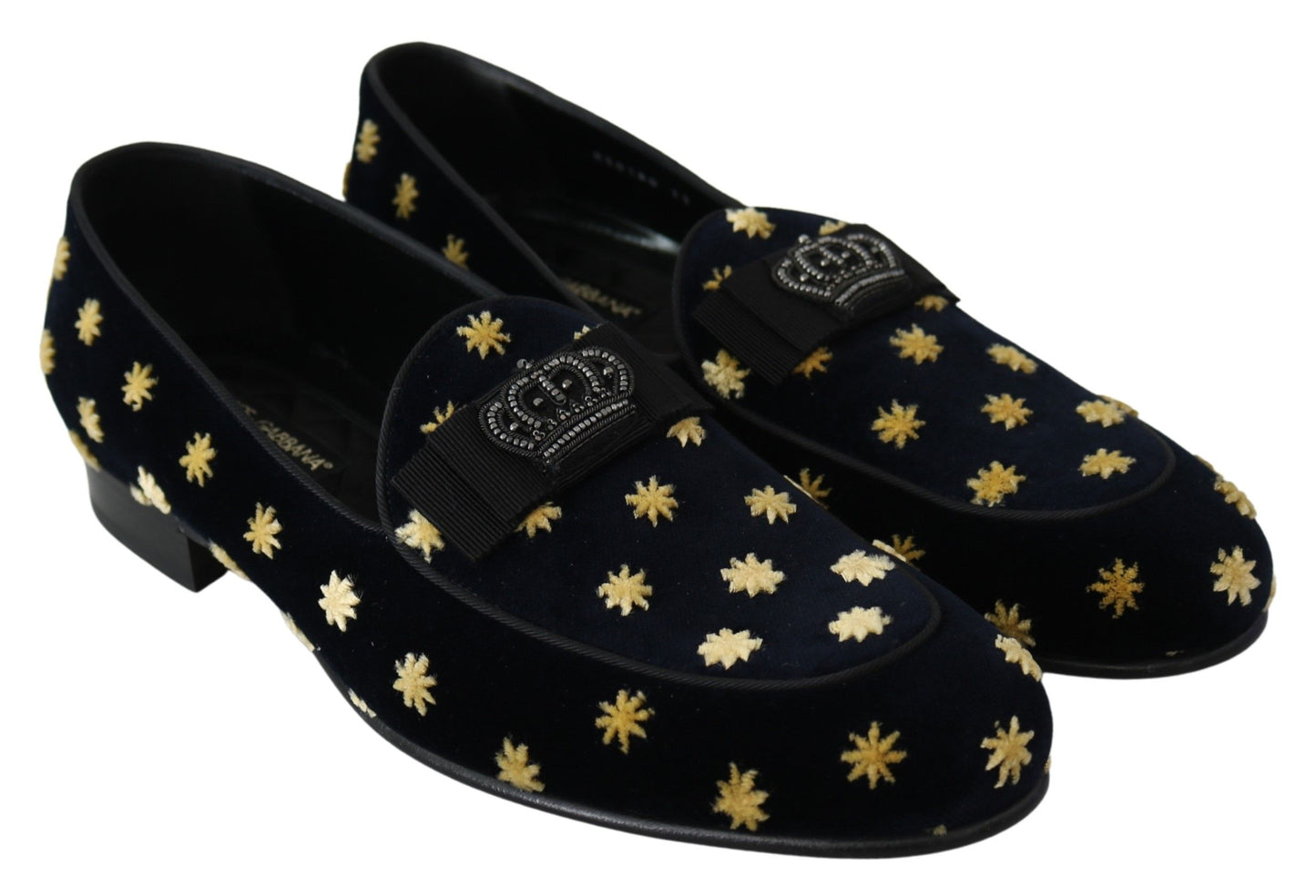 Dolce & Gabbana Elegant Velvet Crown Embroidery Loafers Dolce & Gabbana