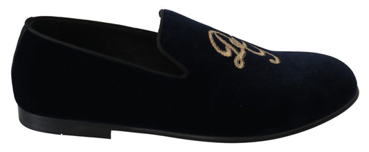 Dolce & Gabbana Elegant Blue Embroidered Loafers Dolce & Gabbana