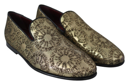 Dolce & Gabbana Gold Bordeaux Loafers Slides Dress Shoes Dolce & Gabbana