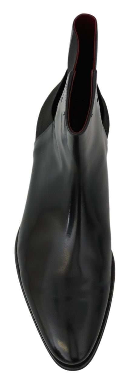 Dolce & Gabbana Elegant Black Leather Chelsea Boots Dolce & Gabbana