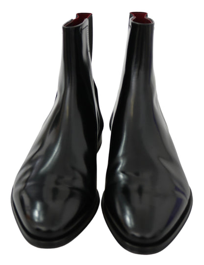 Dolce & Gabbana Elegant Black Leather Chelsea Boots Dolce & Gabbana