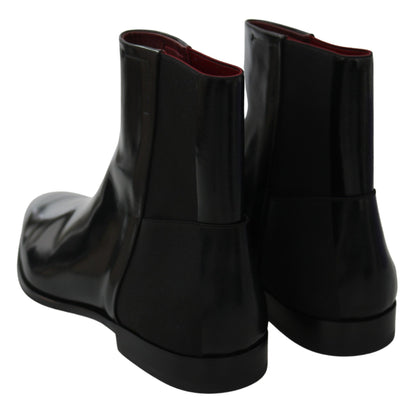 Dolce & Gabbana Elegant Black Leather Chelsea Boots Dolce & Gabbana