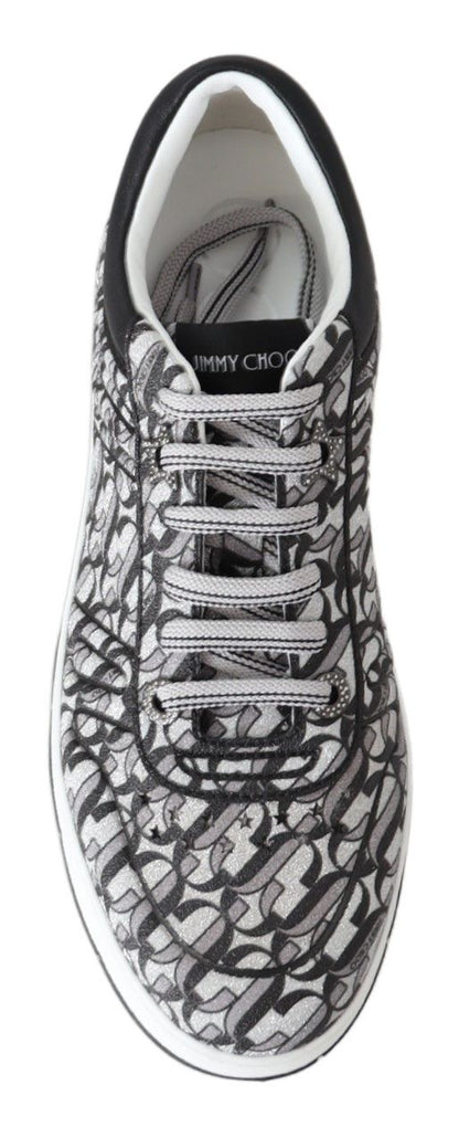 Jimmy Choo Glittering Slip-On Sneakers - Silver and Black Jimmy Choo