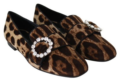 Dolce & Gabbana Leopard Print Crystal Embellished Loafers Dolce & Gabbana