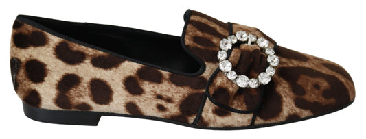 Dolce & Gabbana Leopard Print Crystal Embellished Loafers Dolce & Gabbana