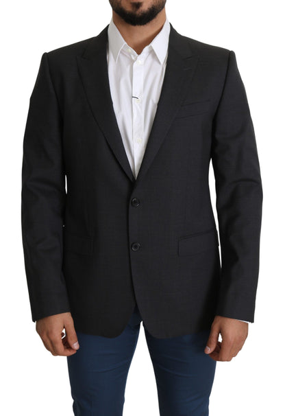 Dolce & Gabbana Elegant Gray Wool Silk Blend Slim Fit Blazer Dolce & Gabbana