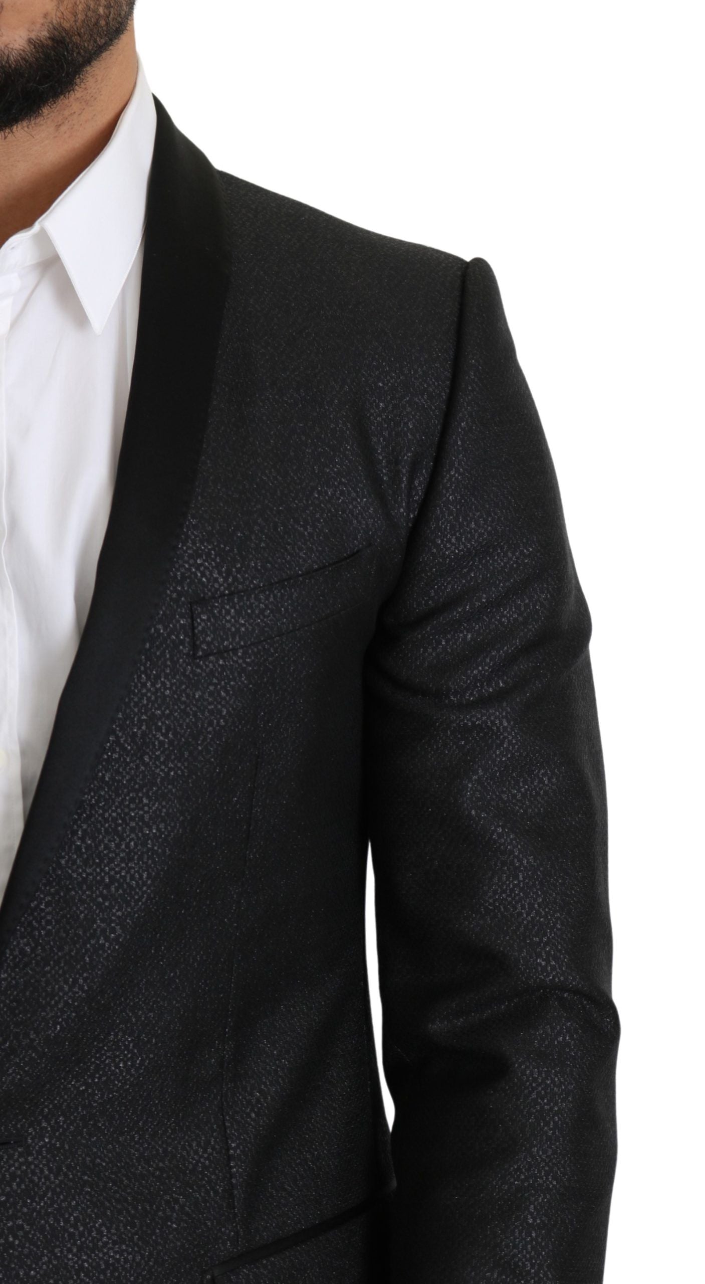 Dolce & Gabbana Elegant Black Jacquard Slim Fit Blazer Dolce & Gabbana