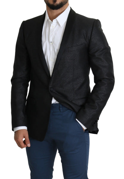 Dolce & Gabbana Elegant Black Jacquard Slim Fit Blazer Dolce & Gabbana