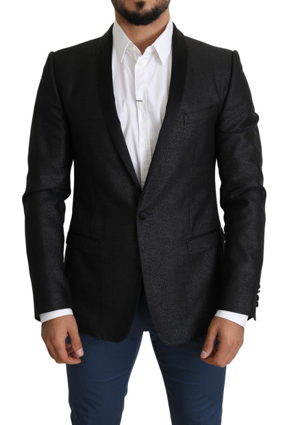 Dolce & Gabbana Elegant Black Jacquard Slim Fit Blazer Dolce & Gabbana