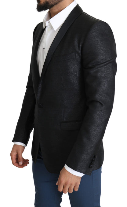 Dolce & Gabbana Elegant Black Jacquard Slim Fit Blazer Dolce & Gabbana