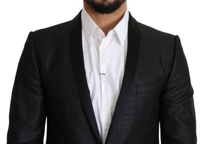 Dolce & Gabbana Elegant Black Jacquard Slim Fit Blazer Dolce & Gabbana