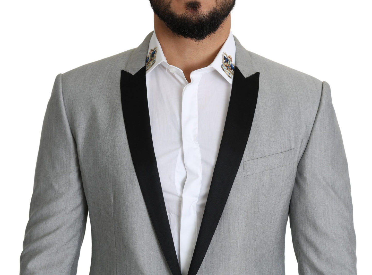 Dolce & Gabbana Elegant Silk Blend Light Gray Blazer Dolce & Gabbana