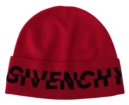 Givenchy Elegant Wool Beanie with Signature Contrast Logo Givenchy