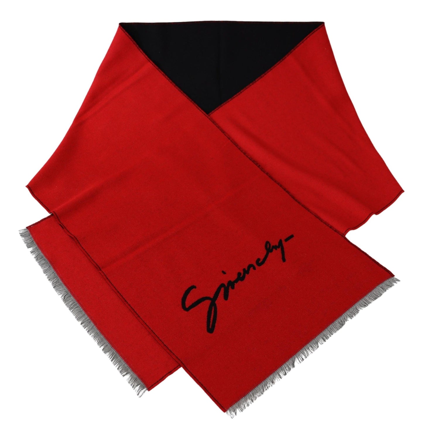 Givenchy Elegant Red Wool Blend Unisex Scarf Givenchy