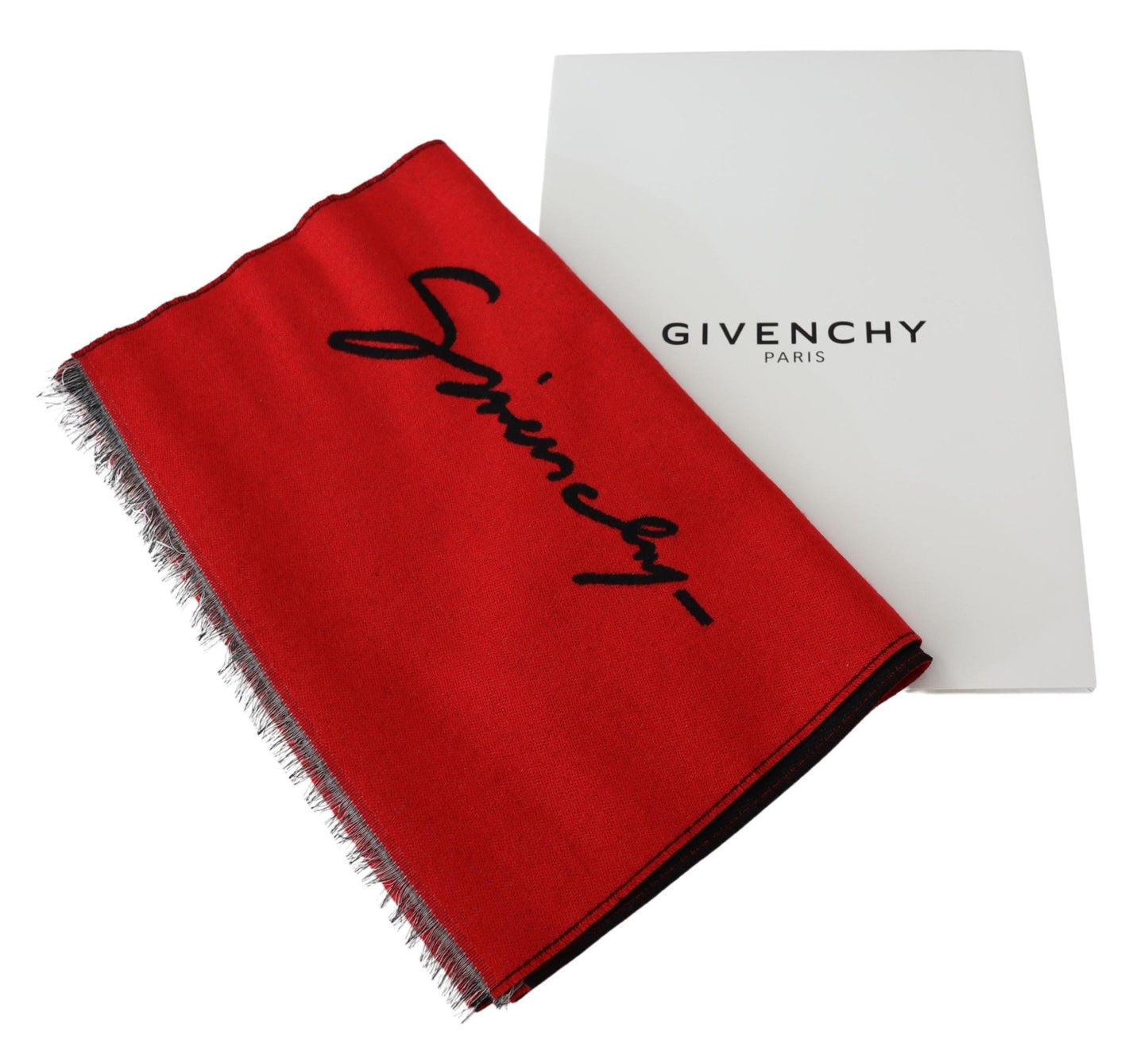 Givenchy Elegant Red Wool Blend Unisex Scarf Givenchy