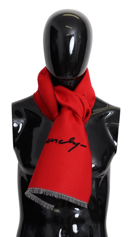 Givenchy Elegant Red Wool Blend Unisex Scarf Givenchy