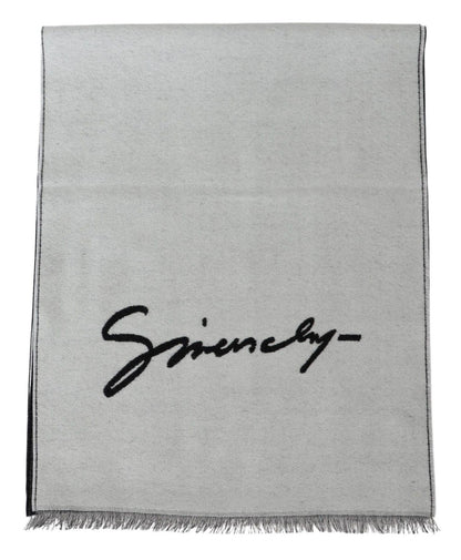 Givenchy Elegant Monochrome Wool-Silk Blend Scarf Givenchy