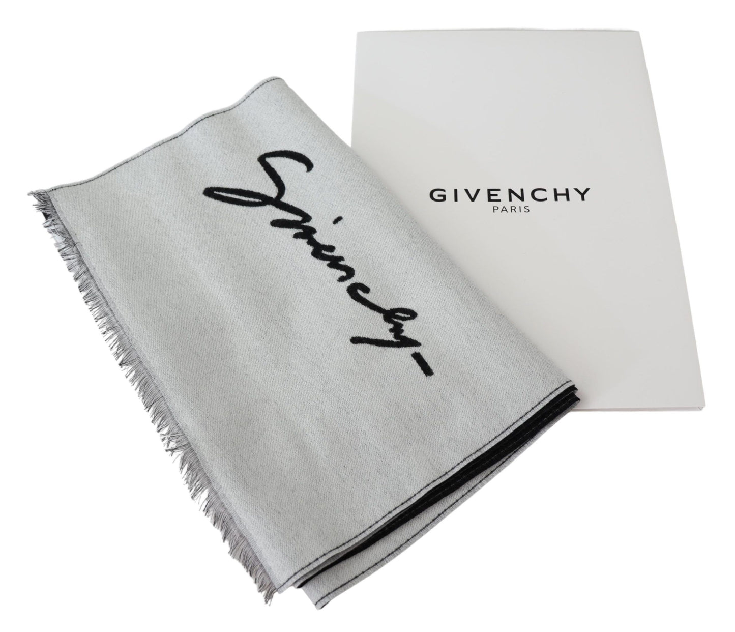 Givenchy Elegant Monochrome Wool-Silk Blend Scarf Givenchy