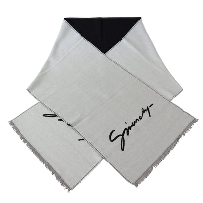 Givenchy Elegant Monochrome Wool-Silk Blend Scarf Givenchy