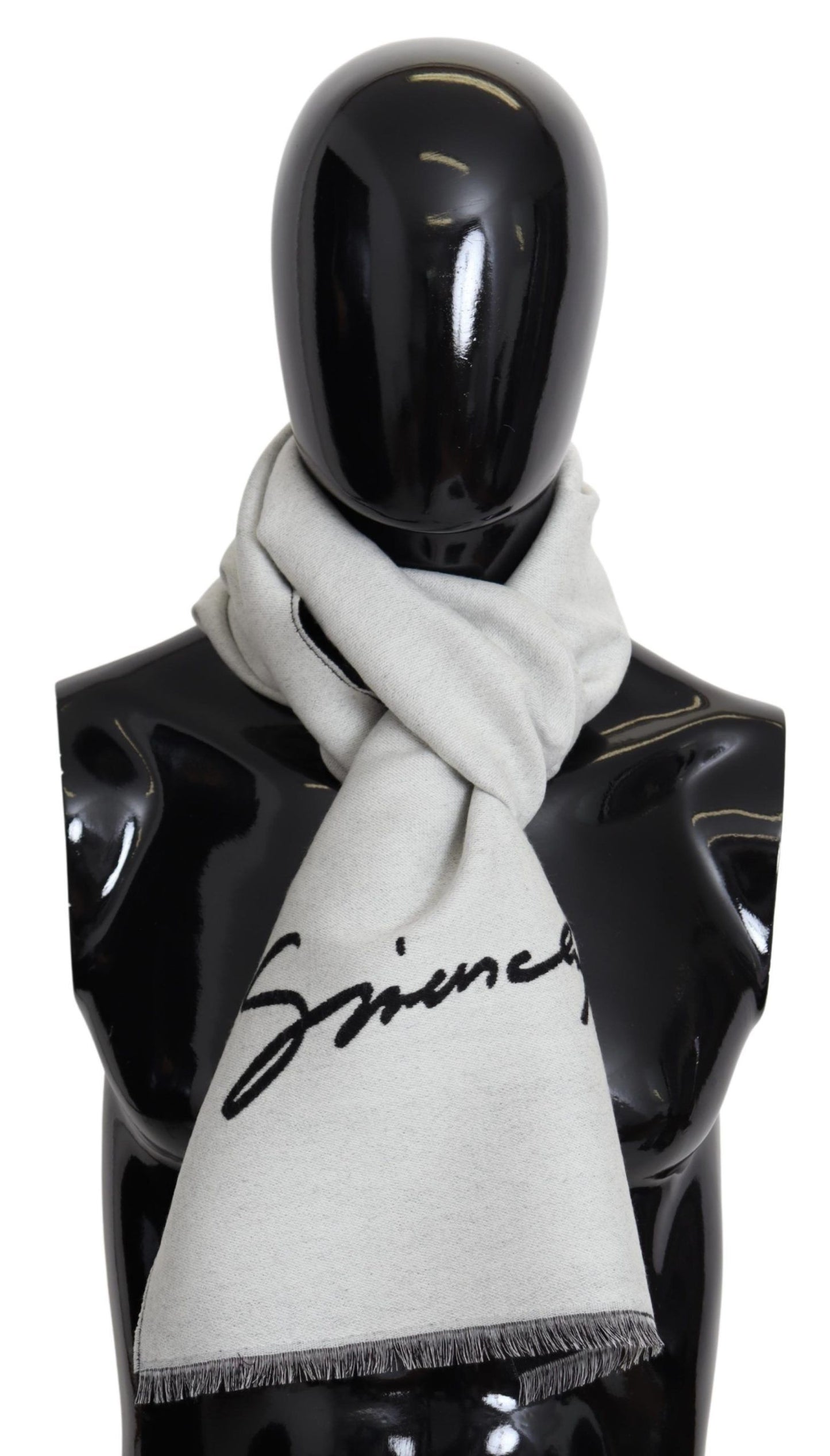 Givenchy Elegant Monochrome Wool-Silk Blend Scarf Givenchy