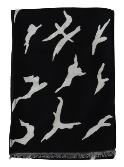 Givenchy Elegant Unisex Wool-Silk Scarf in Black & White Givenchy