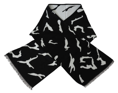 Givenchy Elegant Unisex Wool-Silk Scarf in Black & White Givenchy