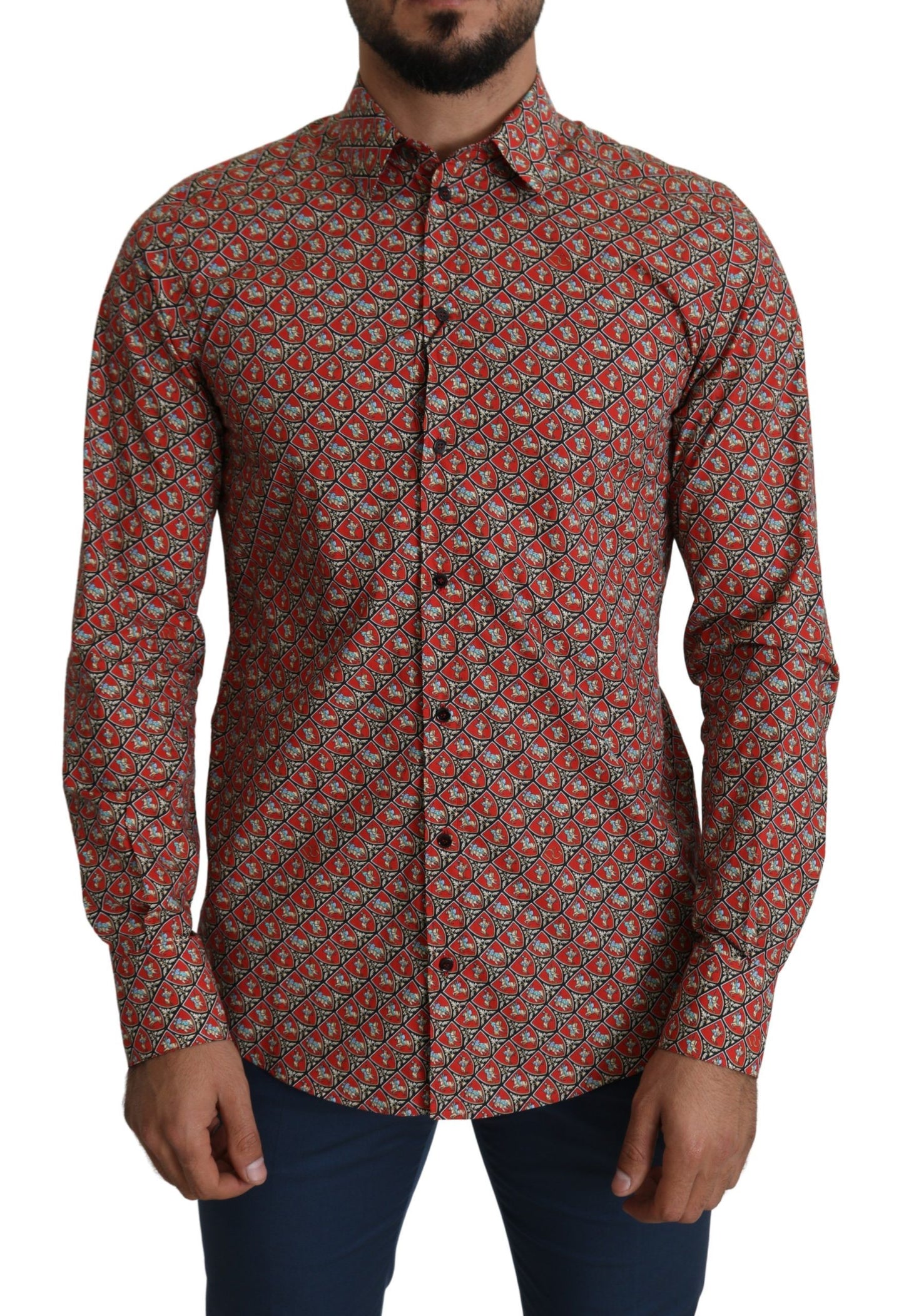 Dolce & Gabbana Elegant Red Martini Fit Cotton Shirt Dolce & Gabbana