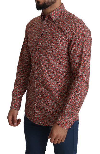 Dolce & Gabbana Elegant Red Martini Fit Cotton Shirt Dolce & Gabbana